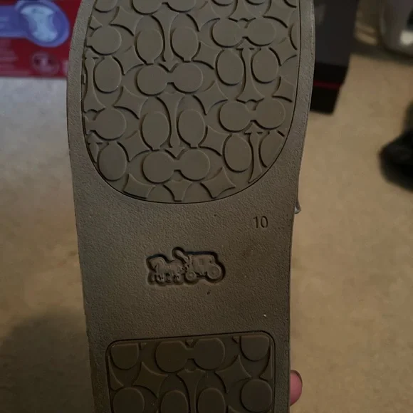 Coach Floral Slide Sandals - Blue and Brown - Picture 2 of 2